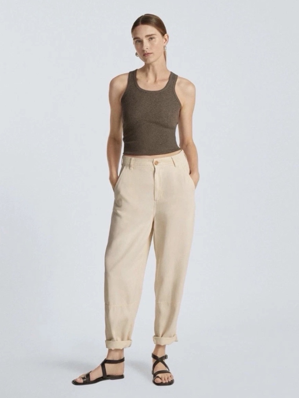 EVERLANE Relaxed Chino Pant Parchment Tencel Buttersoft Utility Barrel Coastal
